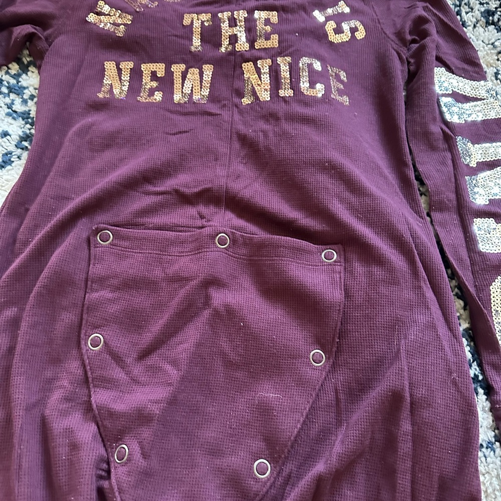 Victoria's Secret Pink Bling Maroon Onesie - Picture 7 of 13